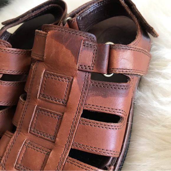Timberland ⚜️ Brown Genuine Leather Men’s Sandals - Picture 13 of 14
